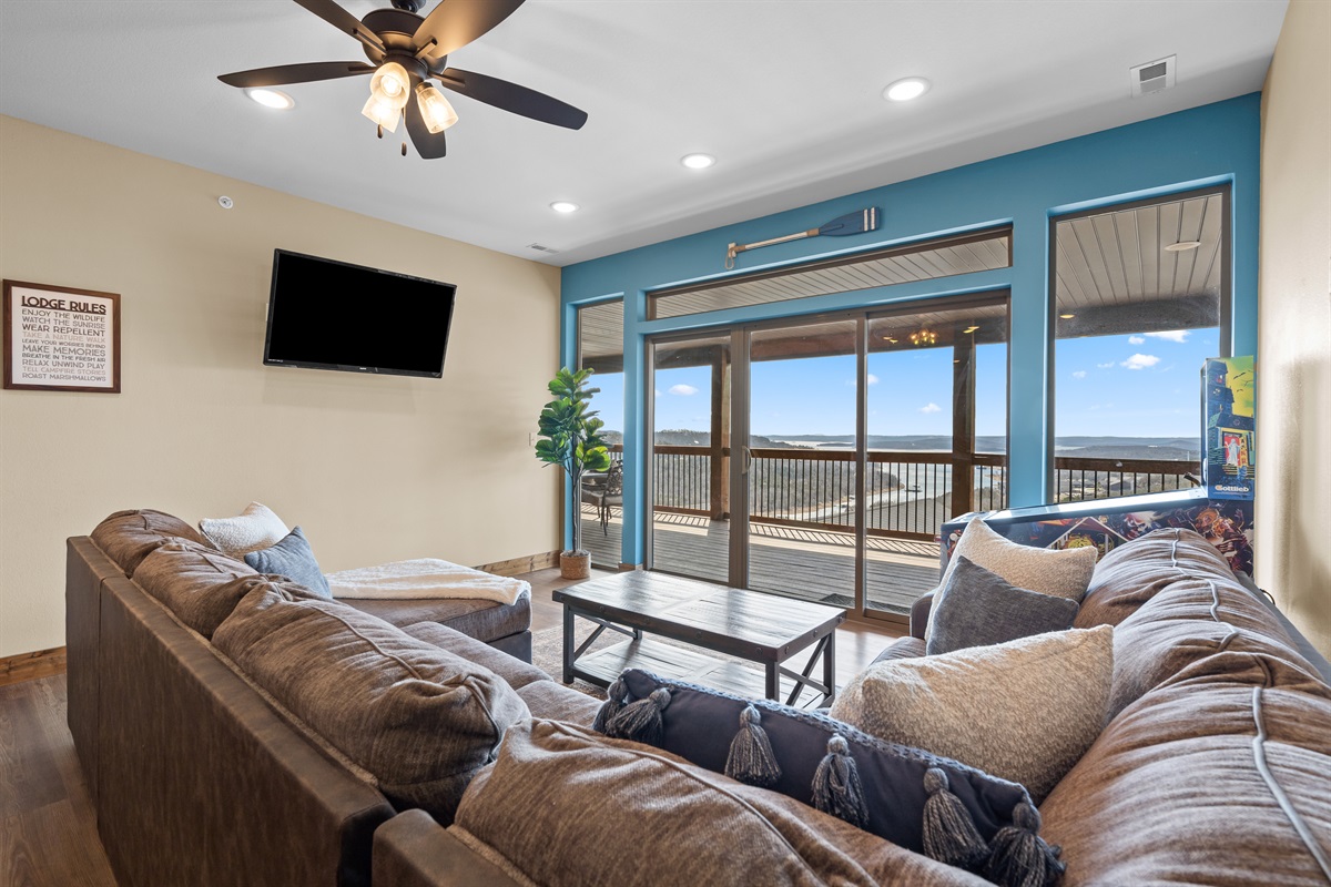 Gather with family in the spacious living room overlooking Table Rock Lake