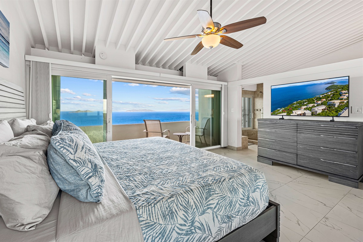 Smart TV, ceiling fan, lots of closet space and an ensuite bathroom