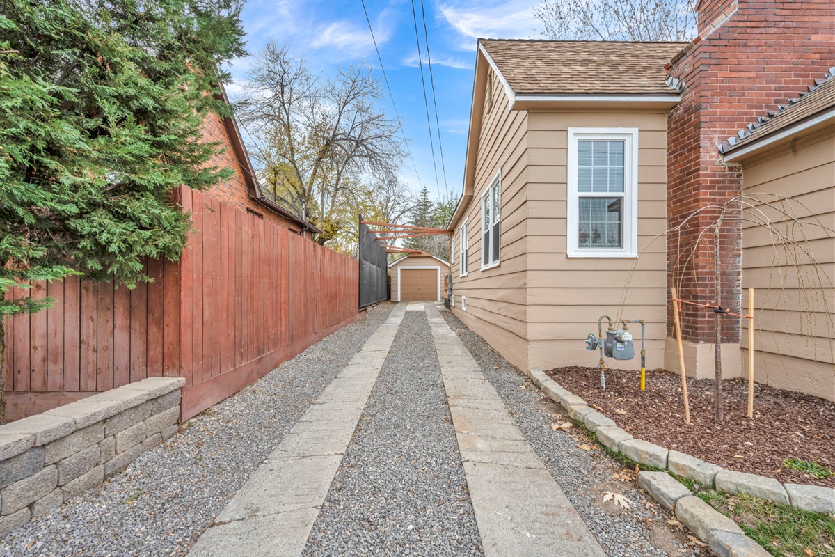 The driveway for parking.