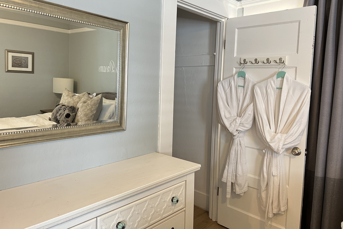 Walkin Closet with bathrobes and ample storage