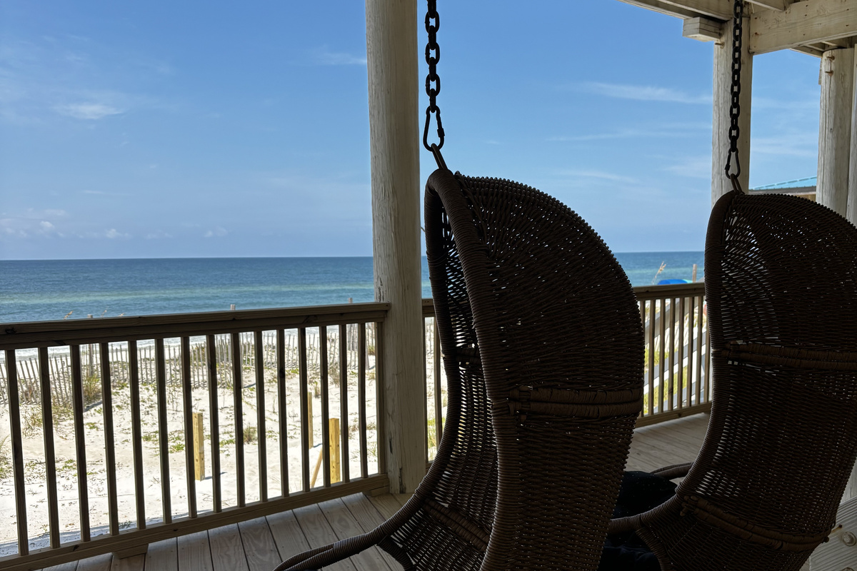 Swinging chairs on the lower deck