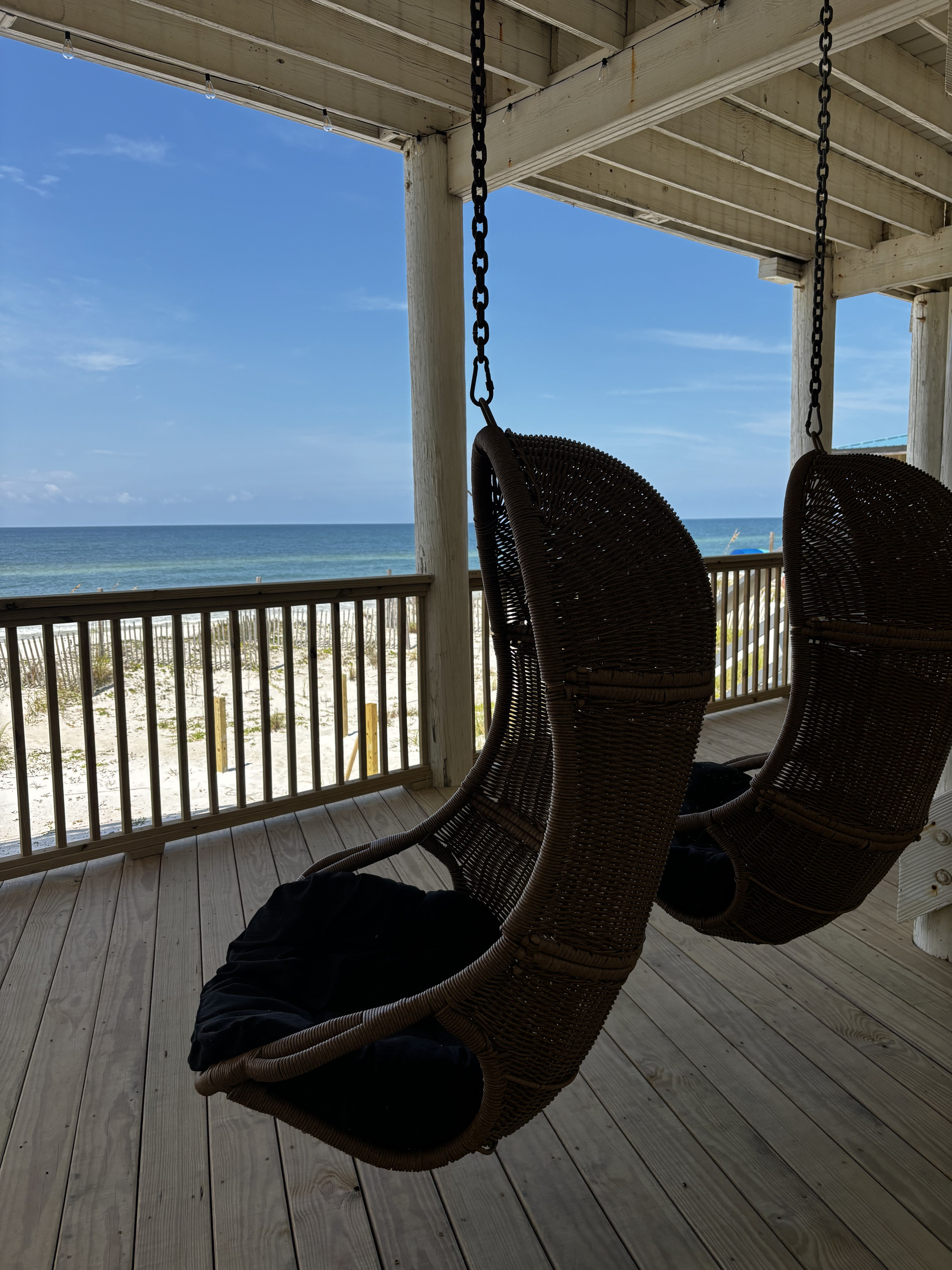 Swinging chairs on the lower deck