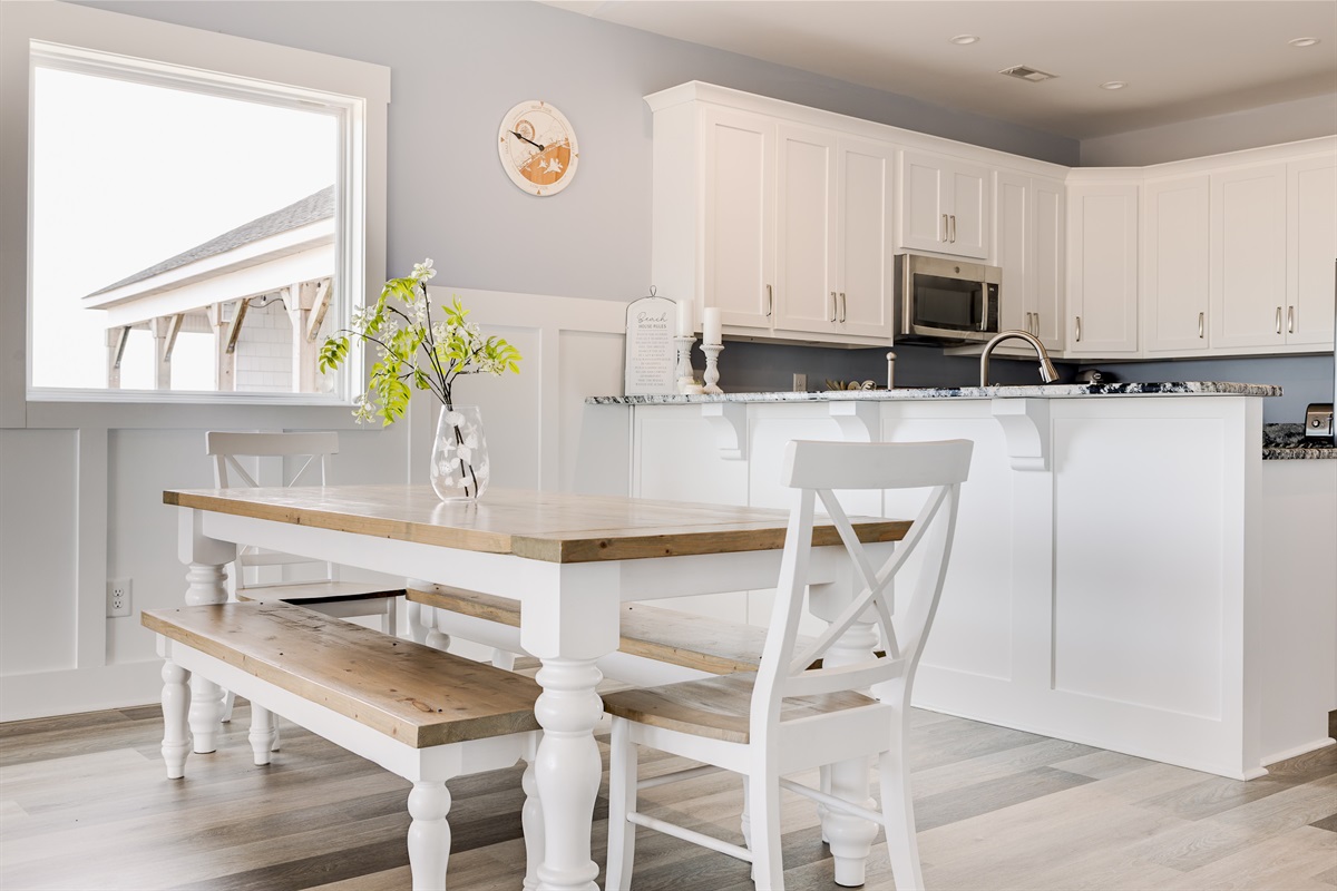 Bright, open dining area with plenty of space to gather and share meals together
