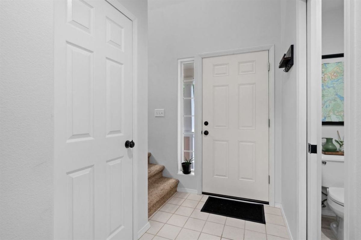 Stairs and half bath