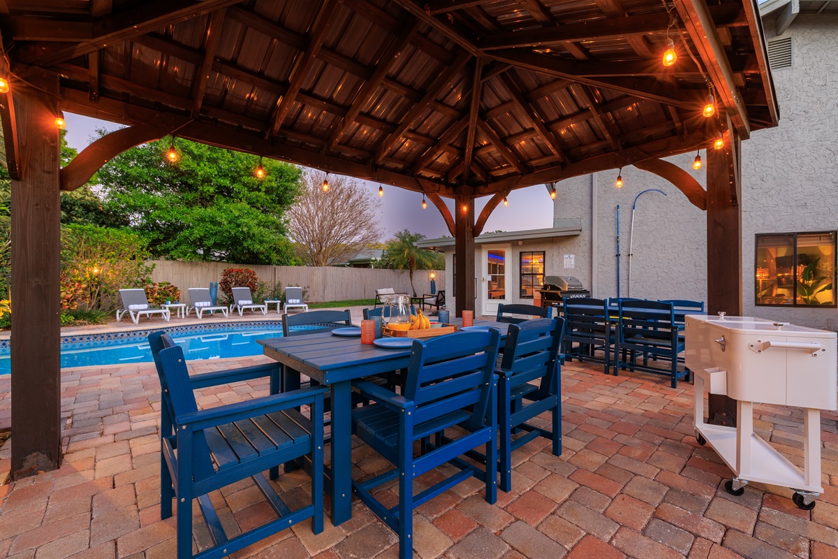Enjoy a meal under the gazebo
