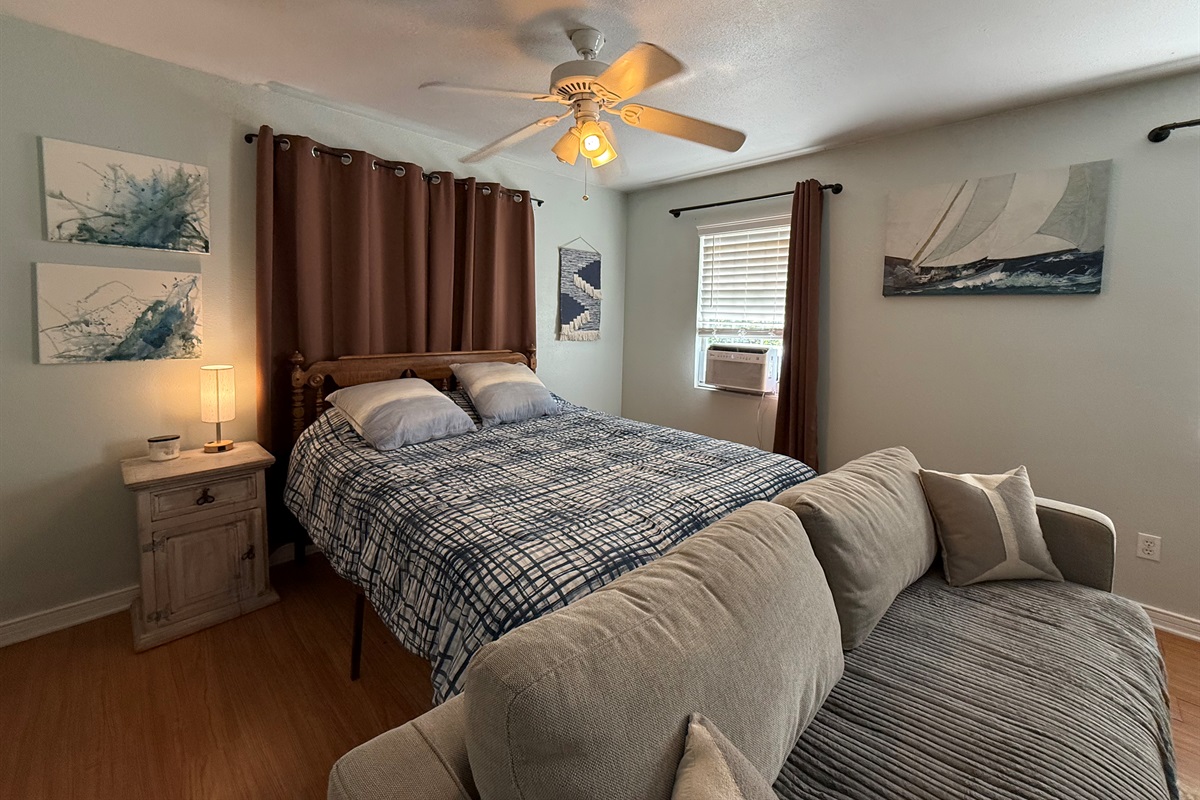 Cozy bed with fresh linens for restful nights.