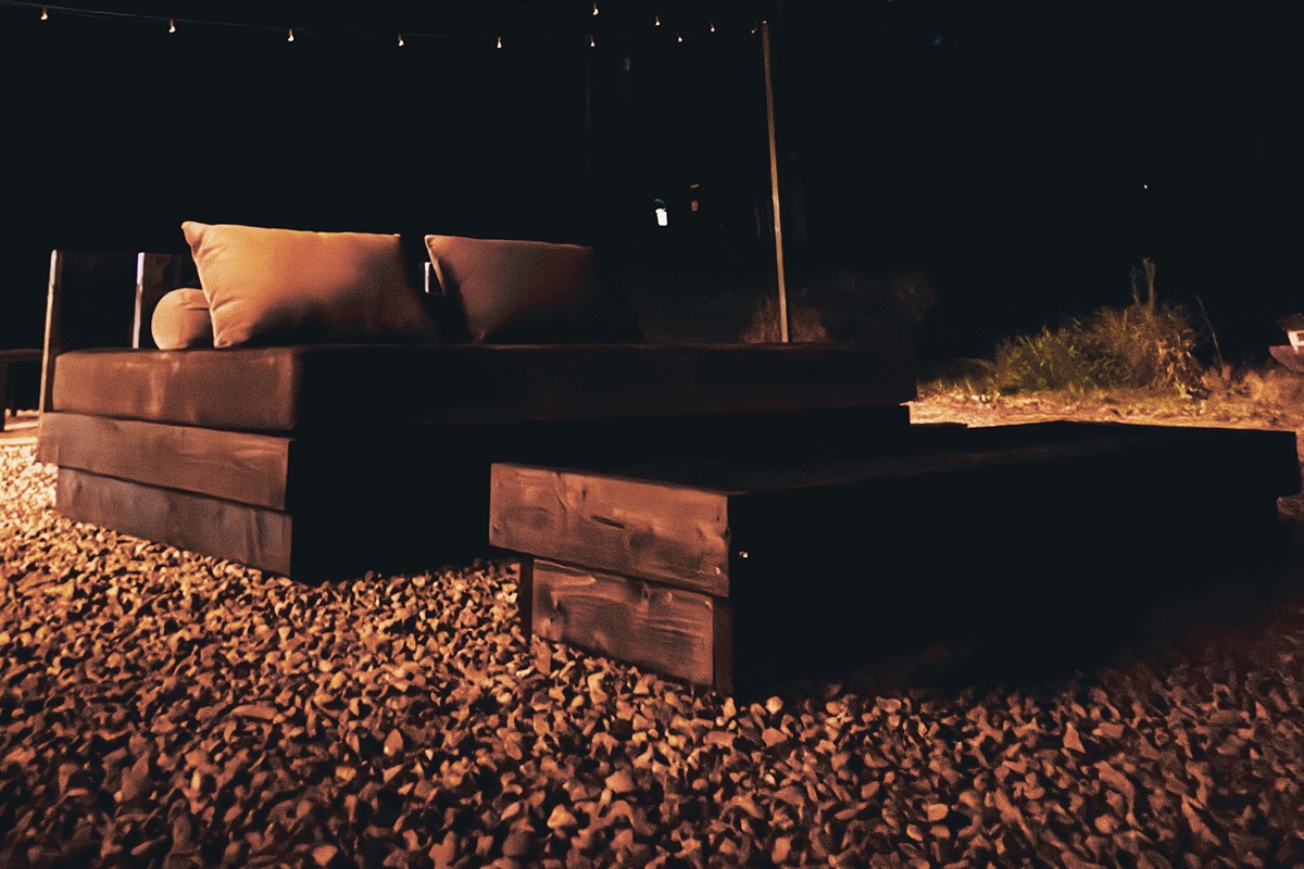The stargazing couch at night.