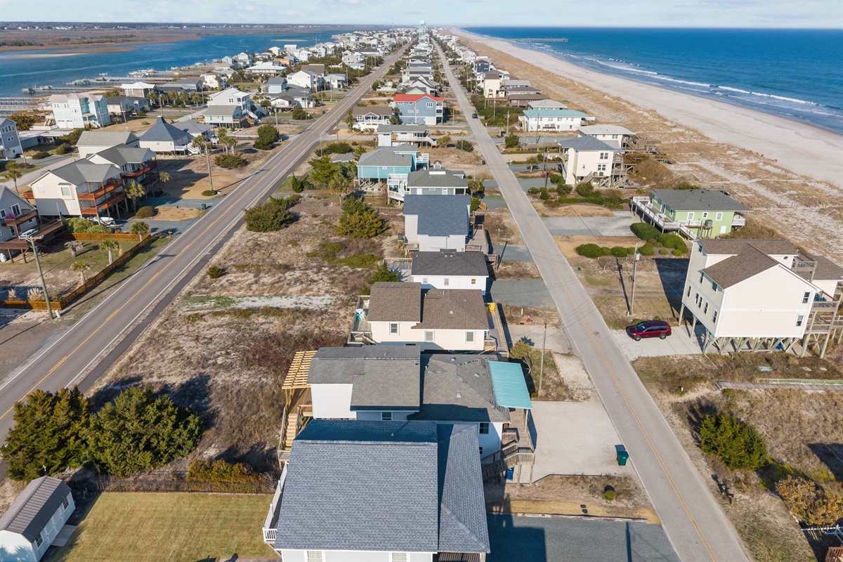 Iconic Topsail Beach stretch with ocean on one side and sound on the other