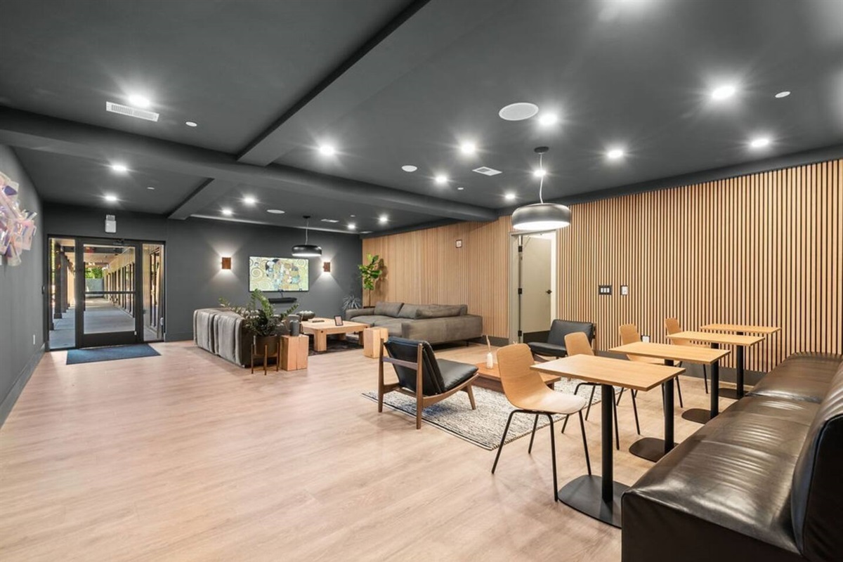 Building lounge and workspace area.  Get some work done on the go or just take a quiet minute inside from the pool - public area in the building and guests are encouraged to use during their stay with us!