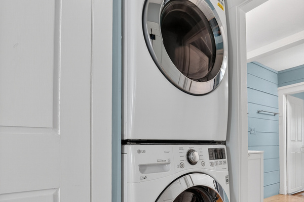 In-home washer and dryer make it easy to keep up with laundry during extended stays.