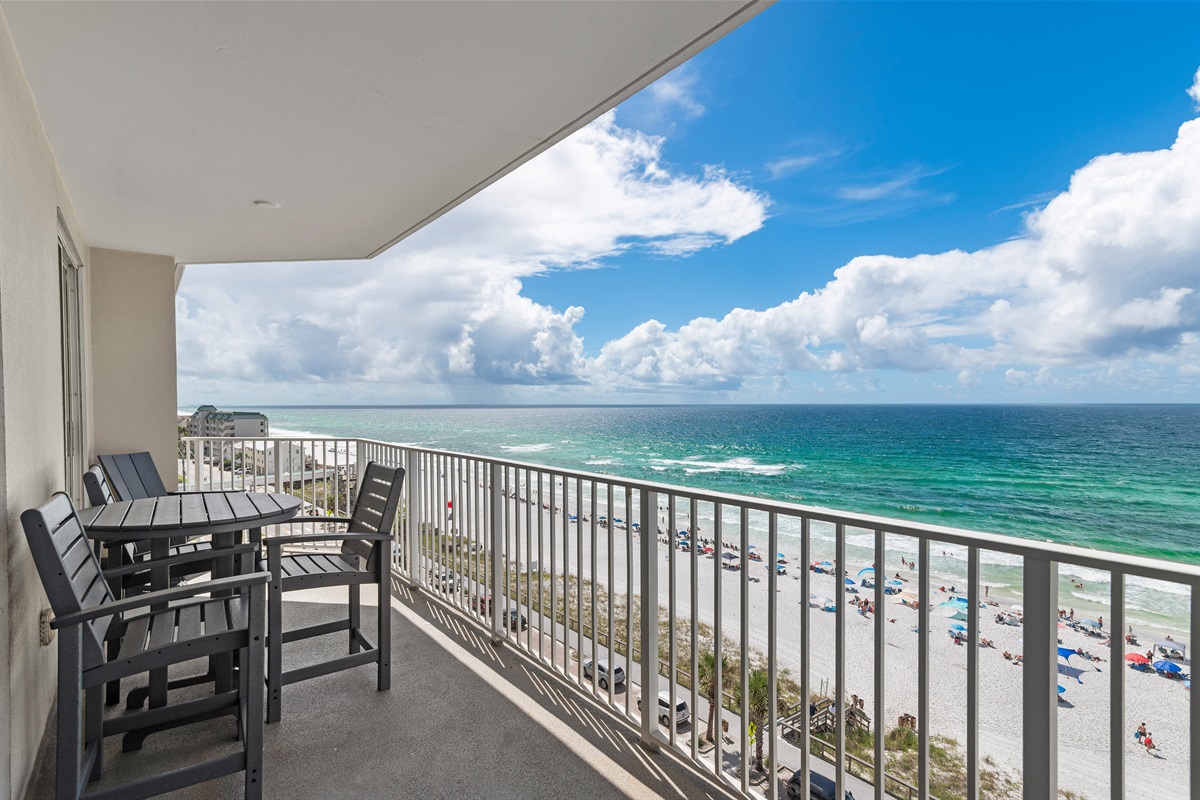 Large patio - the perfect space for morning coffee or an ice-cold afternoon beverage! Soak in the sights and sounds of the Emerald Coast!
