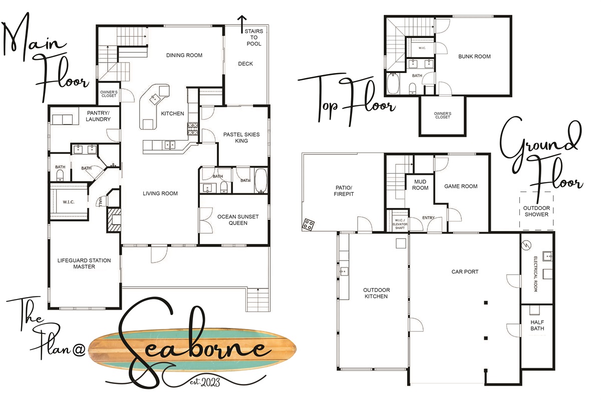 The floor plan to Seaborne to help you visualize the layout.