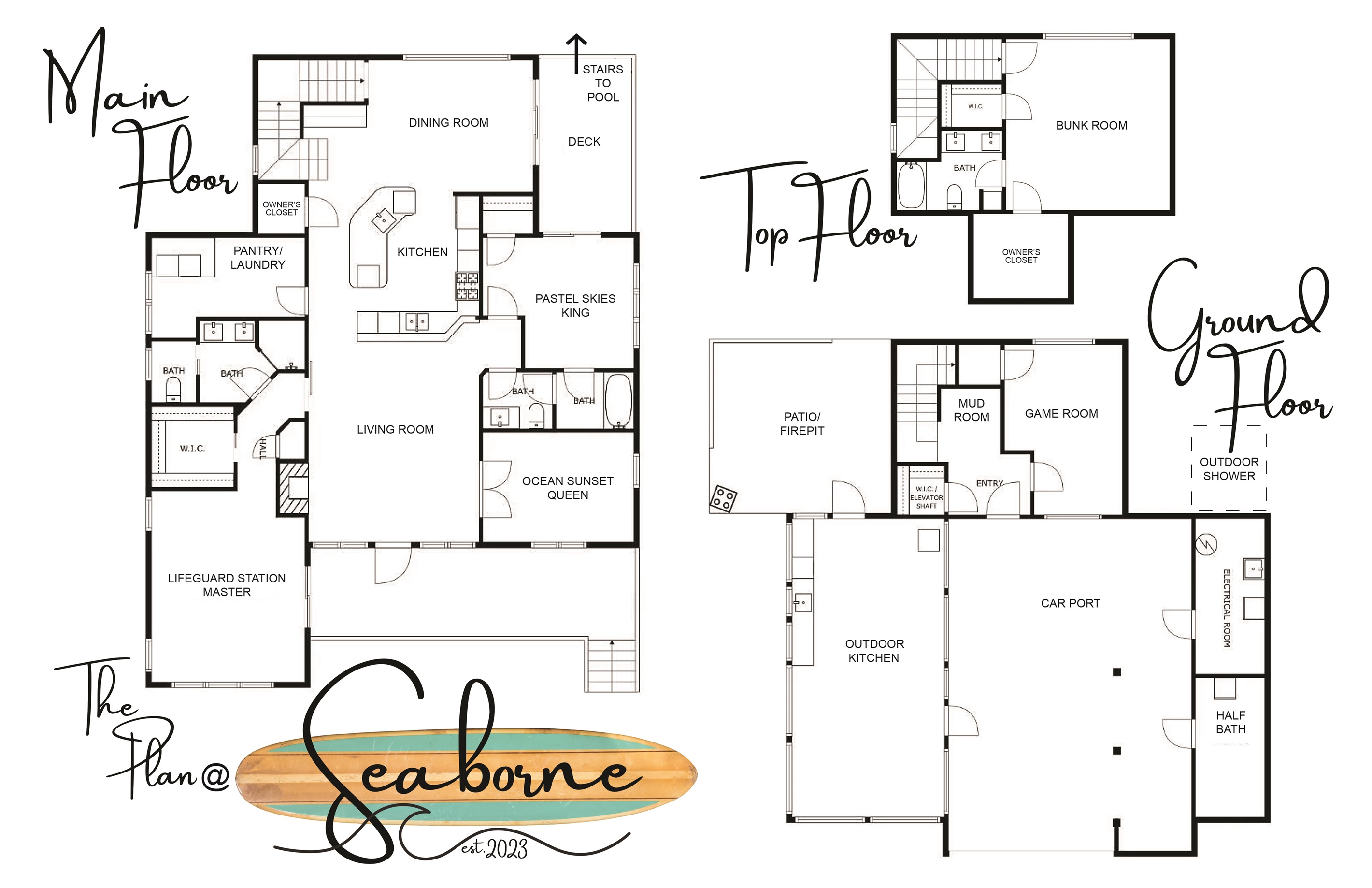 The floor plan to Seaborne to help you visualize the layout.