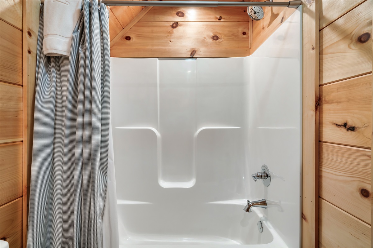 Bathroom with starter supplies and towels. 