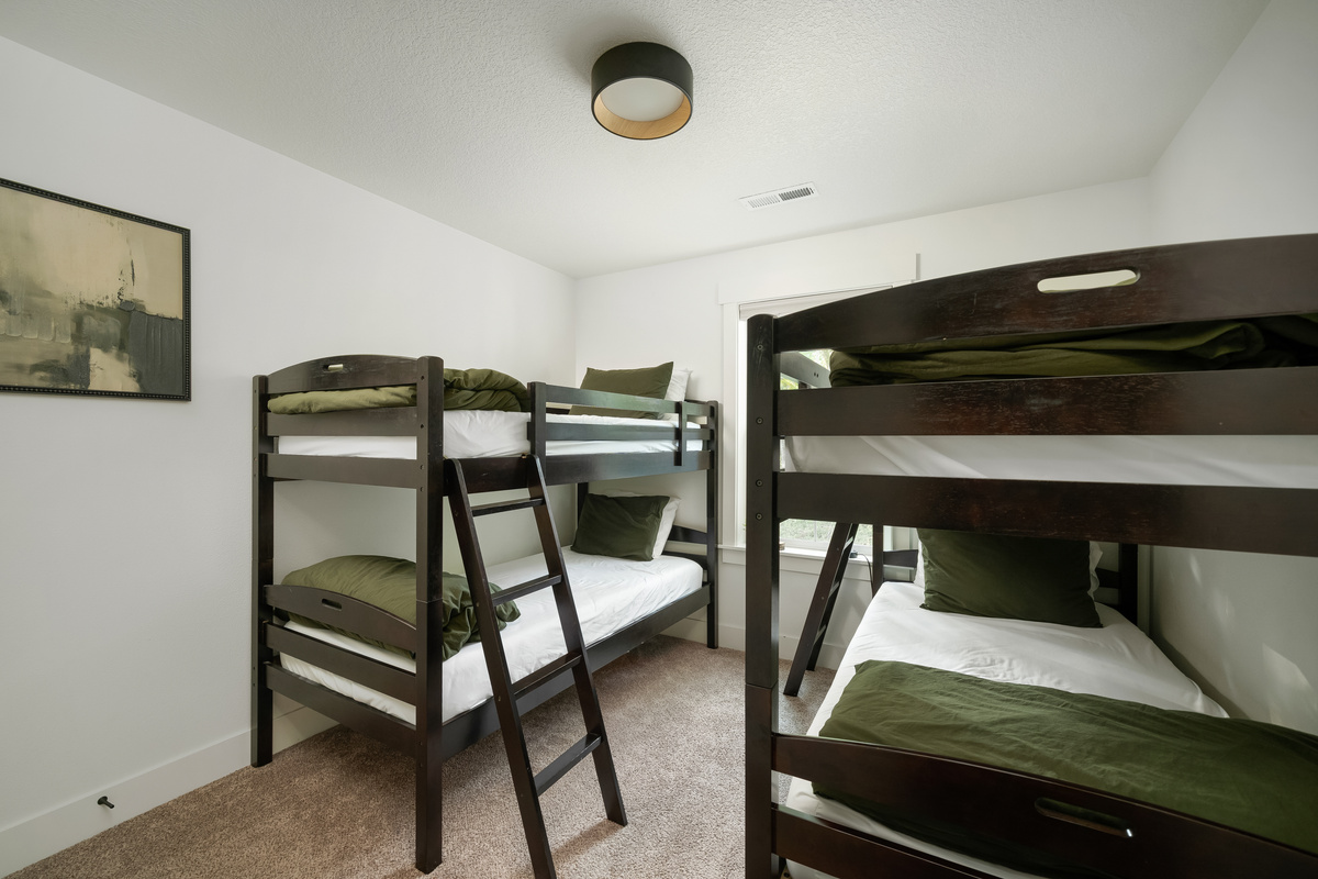 Twin bunks sleep the kids (or the whole crew) in cozy comfort.