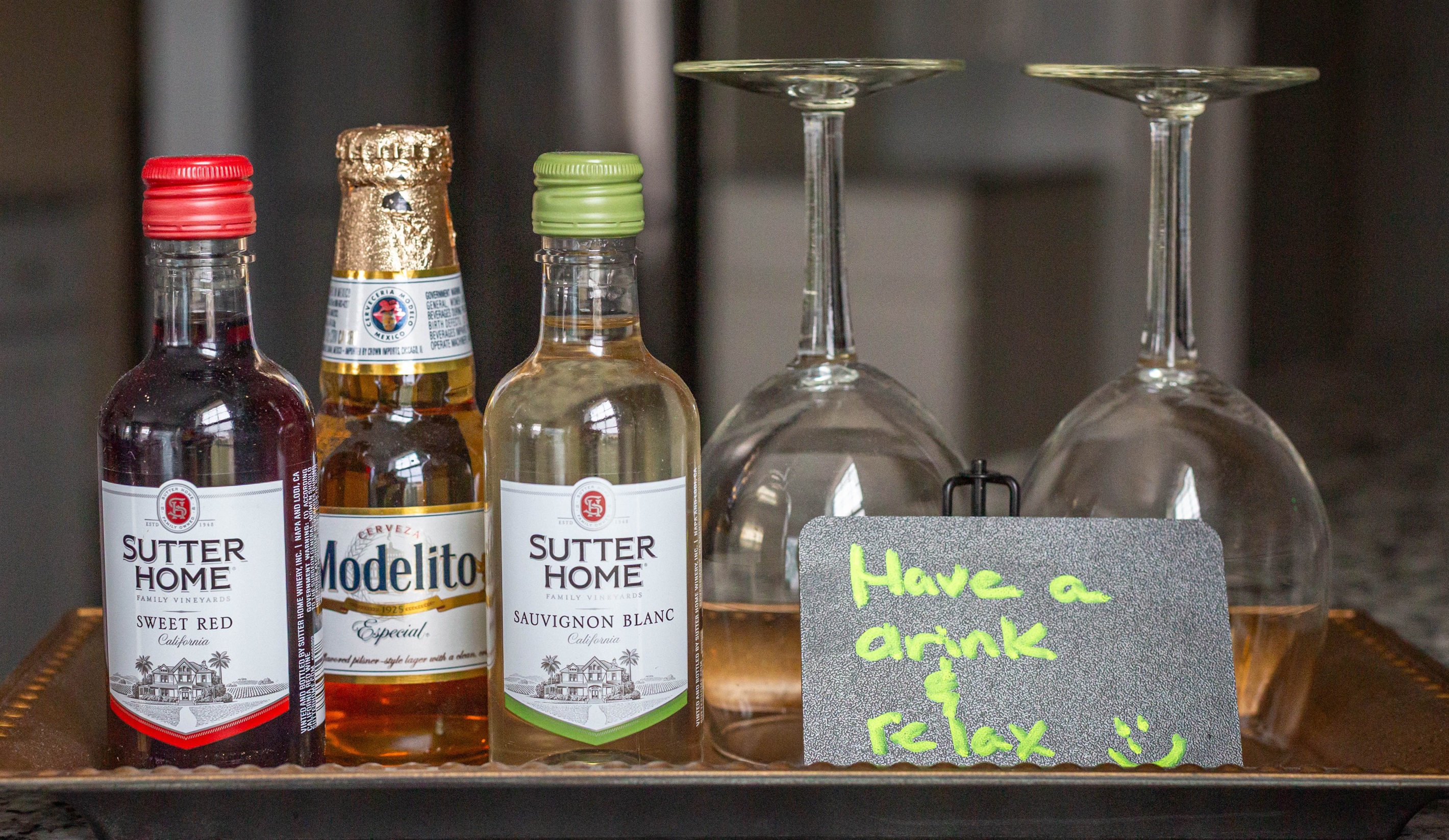Have an adult beverage on us.