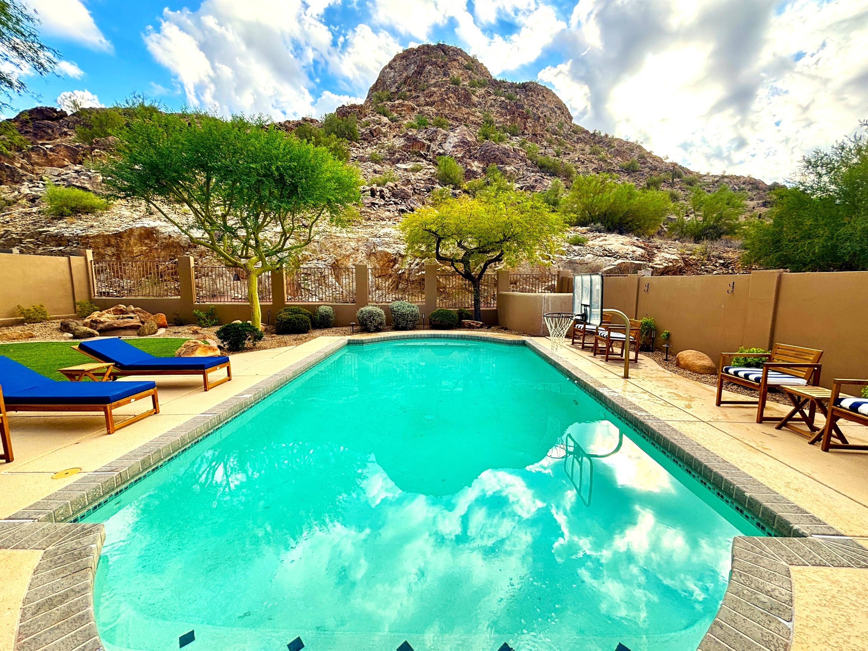 Amazing Backyard Oasis with private heated saltwater pool next to the mountain
