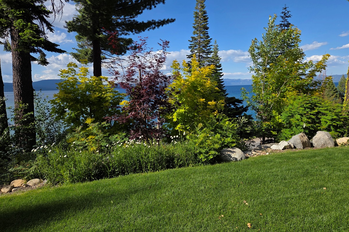 We've landscaping adds to the mountain feel and beautiful Lake Tahoe views.