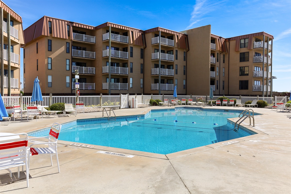 Soaking up the sun at the community pool