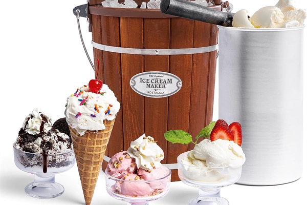 Nostalgia electric 6-quart Ice Cream Maker is provided for our guests.