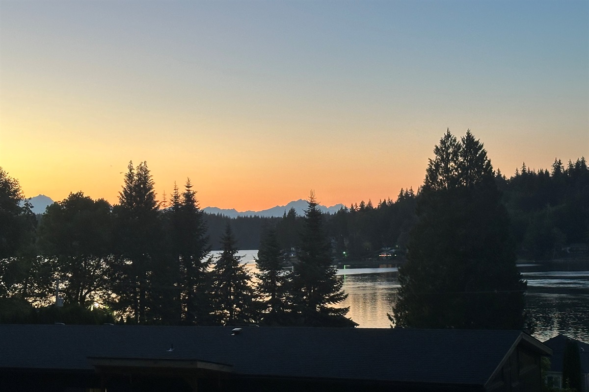 Twilight paints the sky with soft hues over Hammersley Inlet and distant mountain peaks