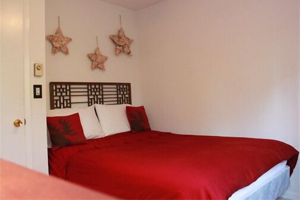 Second bedroom\Queen Bed with Duvet, pillows and luxurious linens on main floor