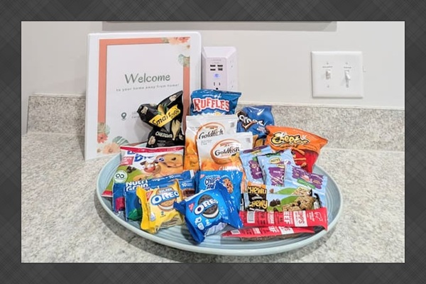 Enjoy delicious snacks while you peruse the Welcome book & host recommendations.