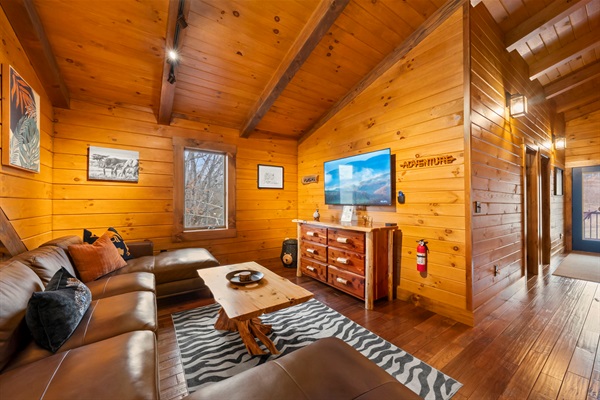 Open Loft Living Room with Seating and Smart TV