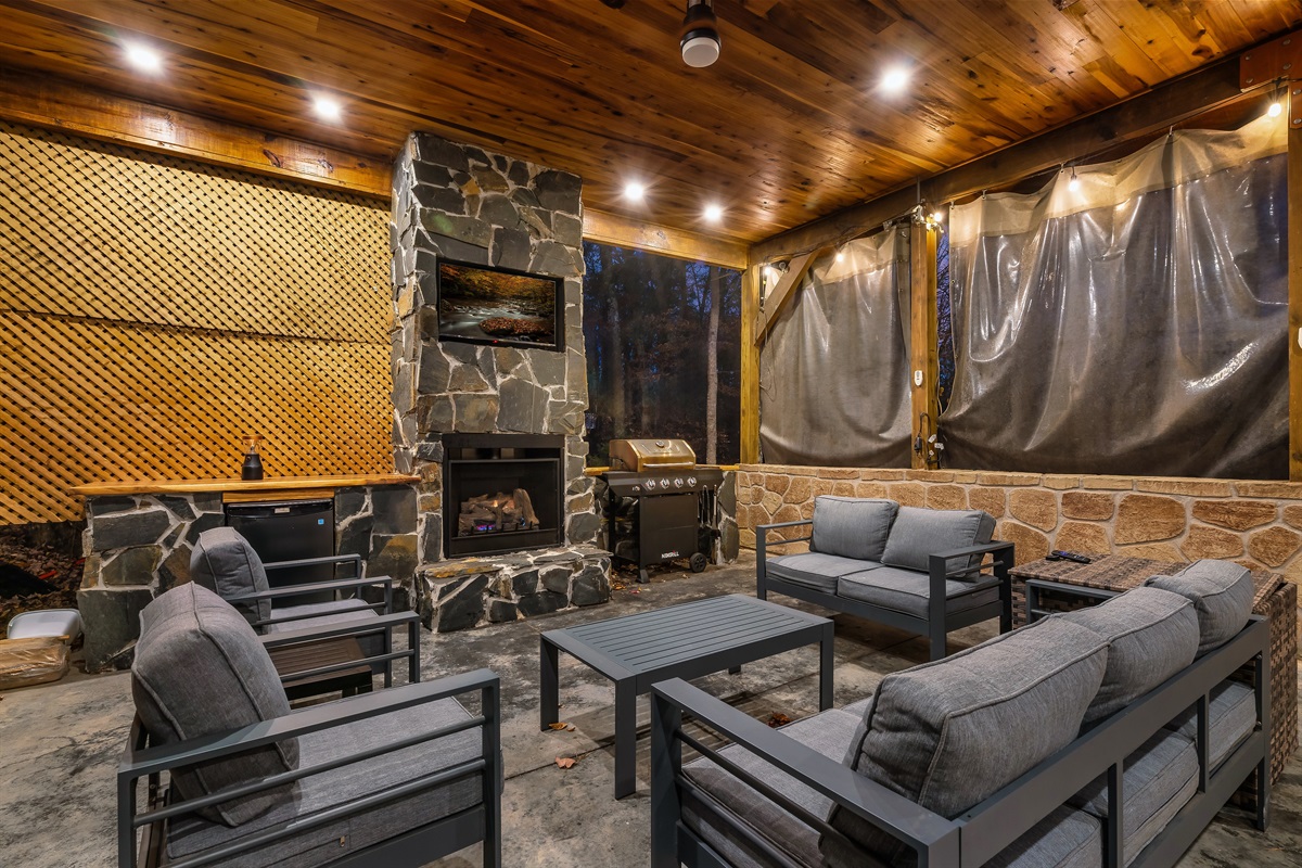 our outdoor lounge -perfect for gilling, watching the game, playing games and relaxing