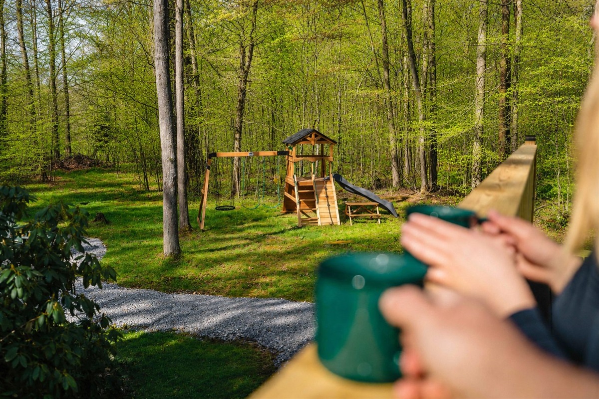 🌲 Coffee in hand, forest out front — this is the reset you came for.