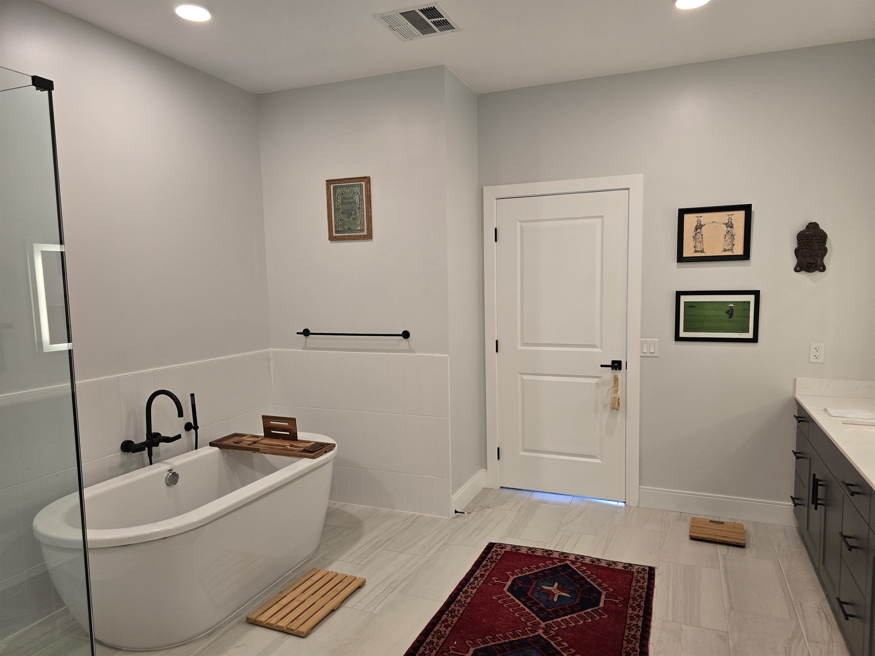 Soaking tub and spa experience giant bathroom