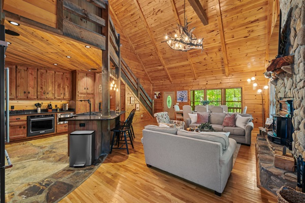 Living room and kitchen