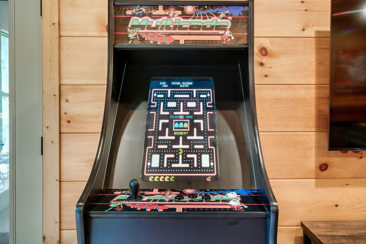 The multi game arcade adds a touch of retro excitement. 