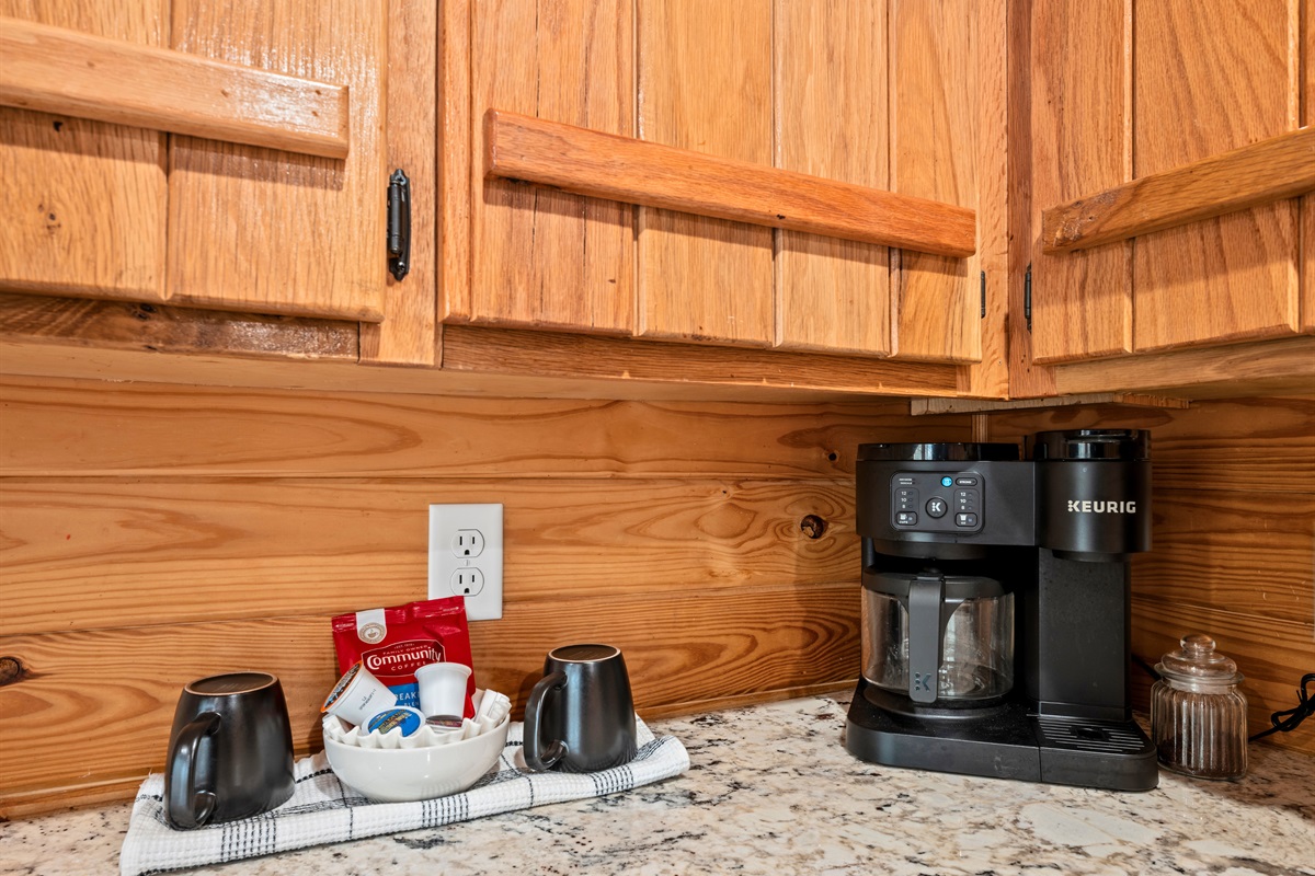 A dedicated coffee station adds a nice touch, giving you an easy way to start your morning just the way you like it.