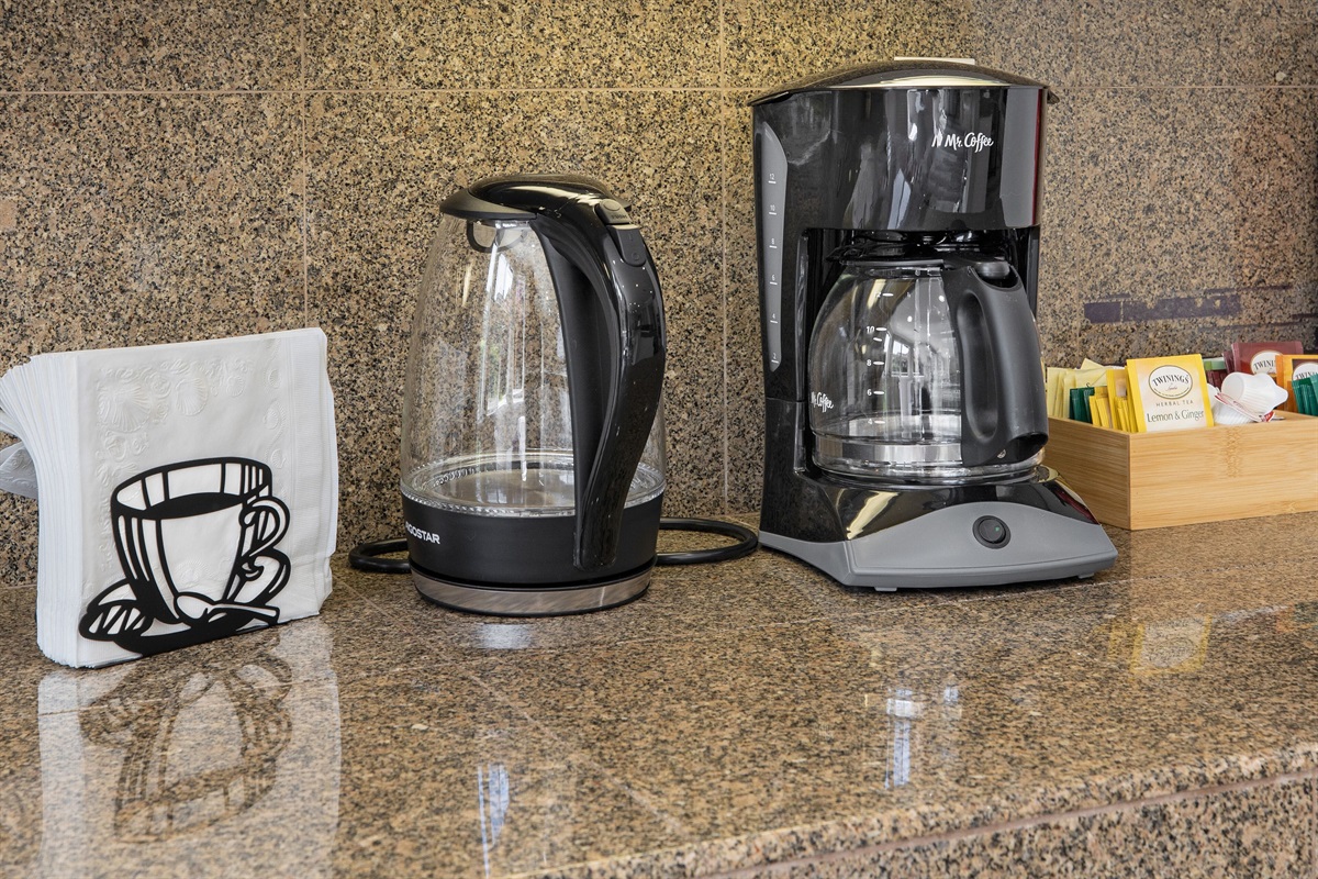 A coffee-maker for your caffeine fix + a water kettle for the tea-lovers
