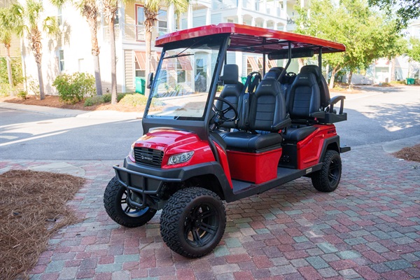 Optional Golf Cart Add-On: Private 6-seat lifted electric golf cart with navigation & Bluetooth speakers