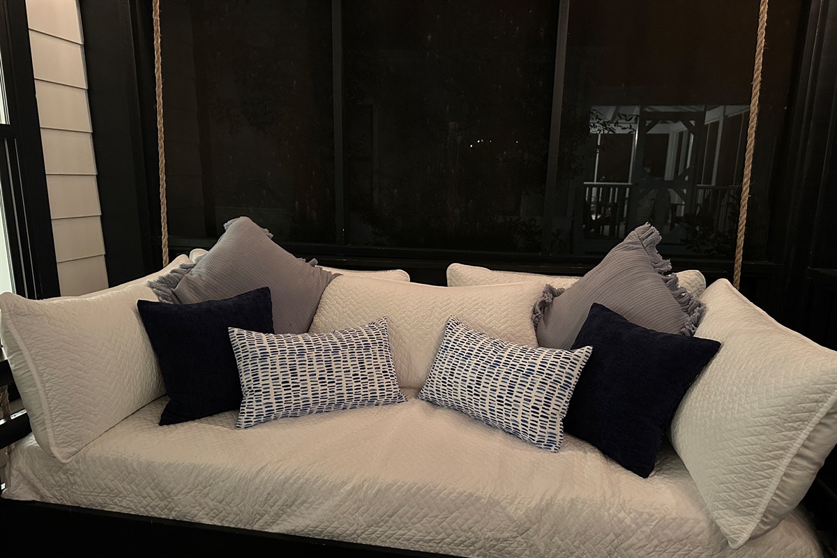 Cozy bed swing with linens