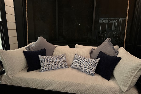 Cozy bed swing with linens