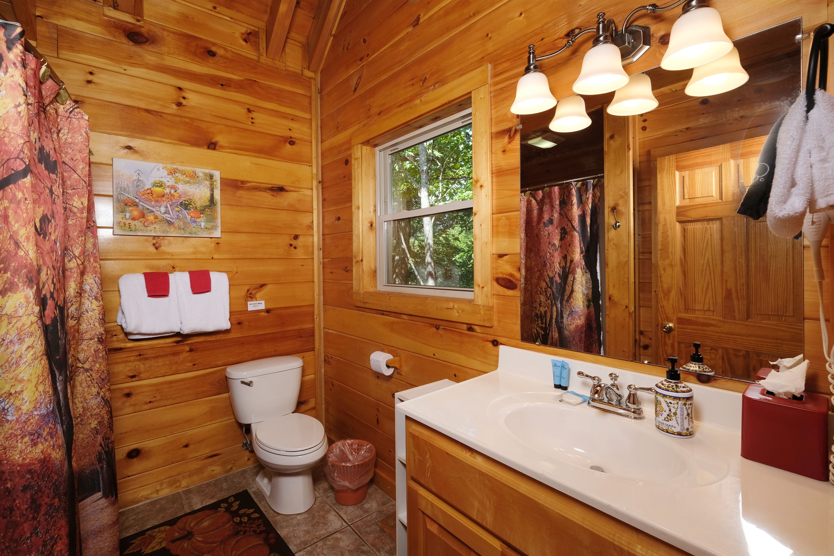Autumn Room bath, with oval bathtub, jets and shower