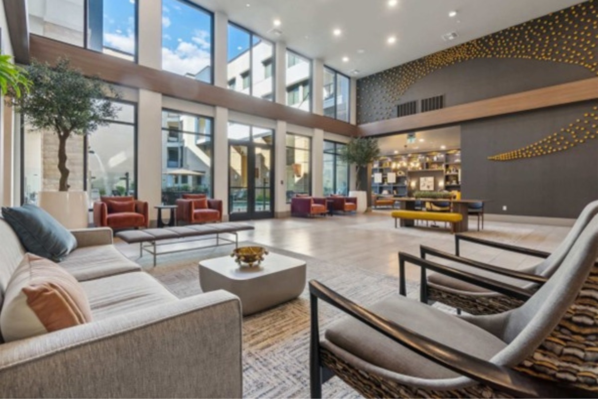Kick back or socialize in the stylish shared lounge with cozy seating and a relaxed ambiance.