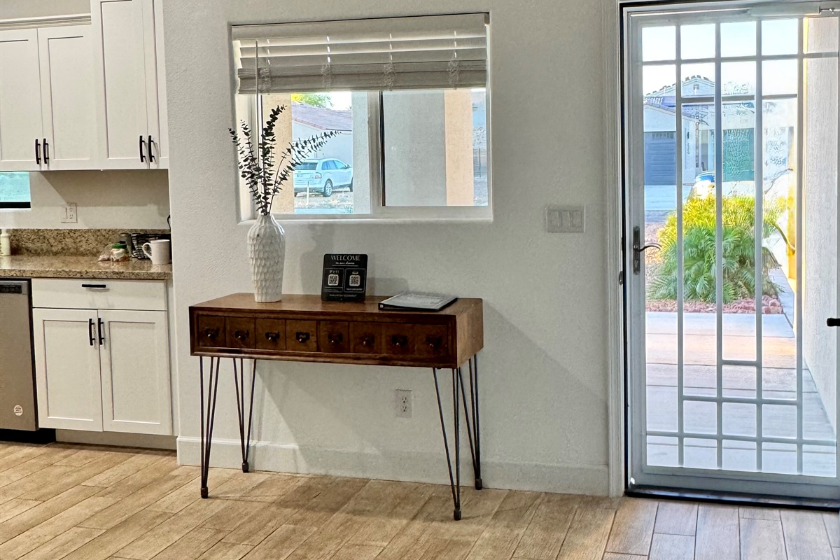 Front entry with immediate access to open concept kitchen 