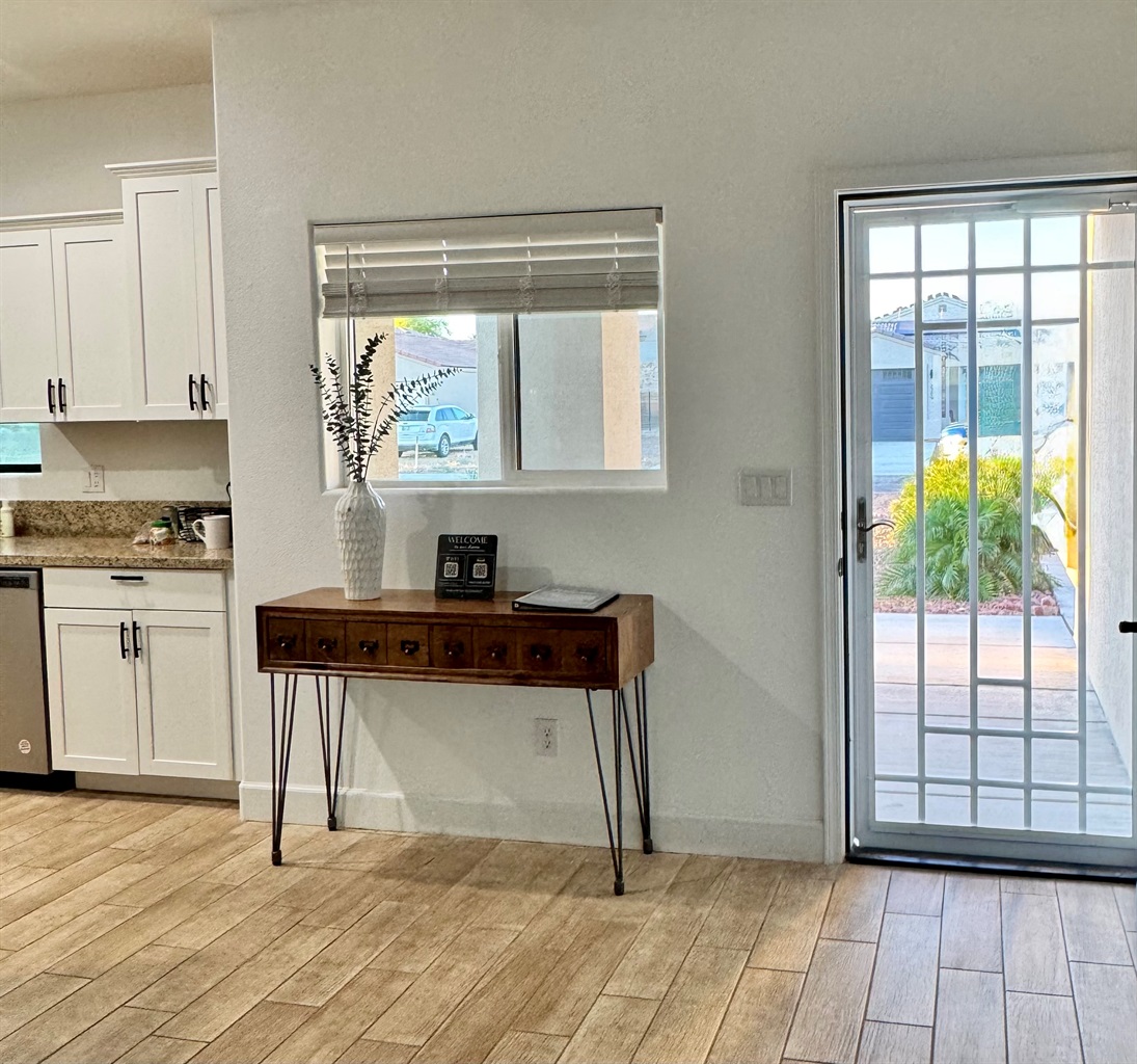 Front entry with immediate access to open concept kitchen 
