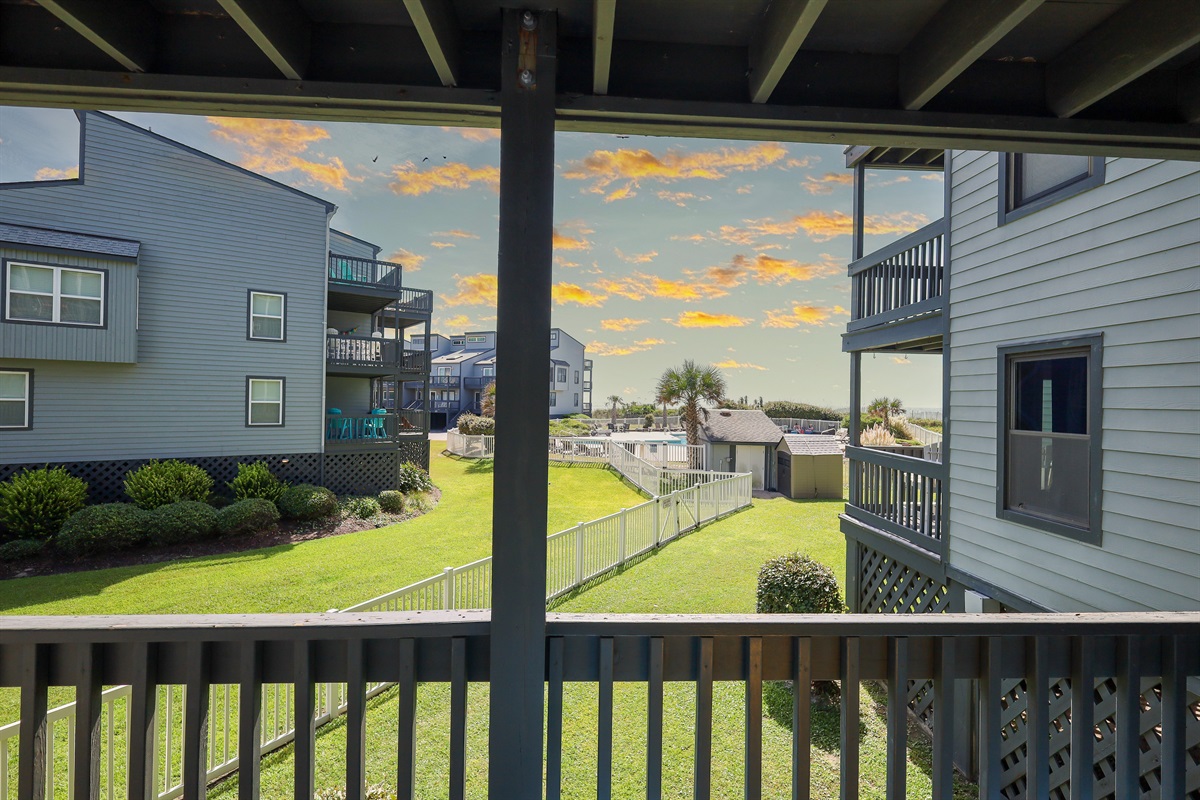 Serene neighborhood view from the balcony