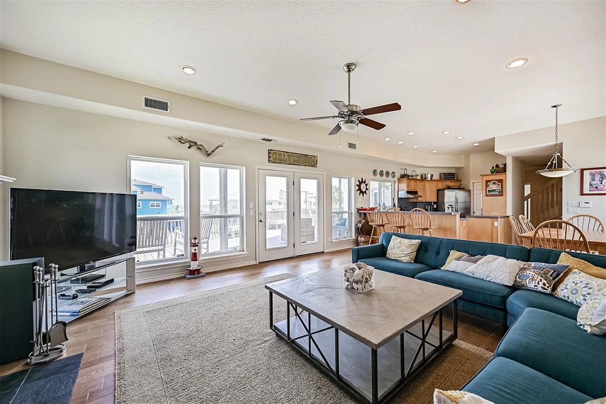 Large living area with comfortable seating