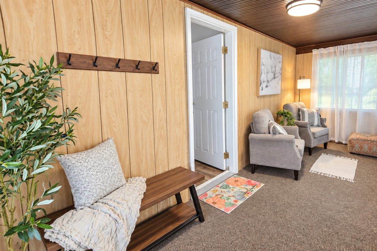 Separate flex room offers a cozy reading area and space to unwind