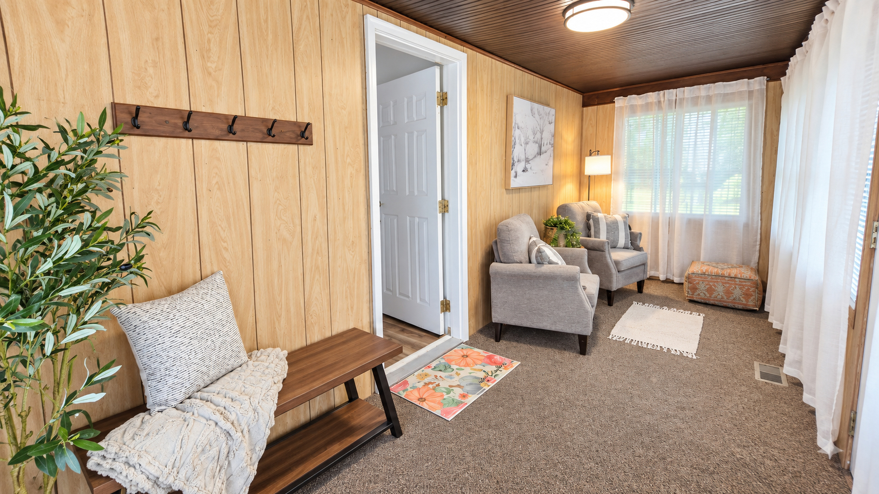 Separate flex room offers a cozy reading area and space to unwind