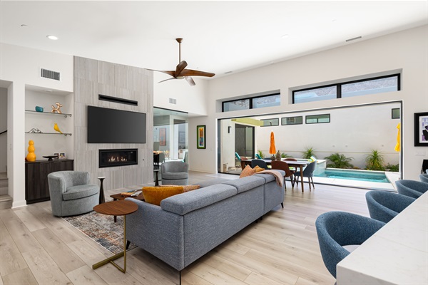 Living Room/Dining Room and Removal Wall Open to Pool Area