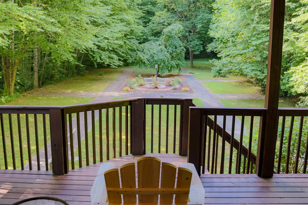 View of the private courtyard from the covered deck