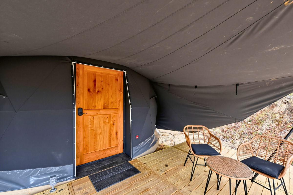 Step inside your dome and unwind in the outdoor seating area just outside the entrance.