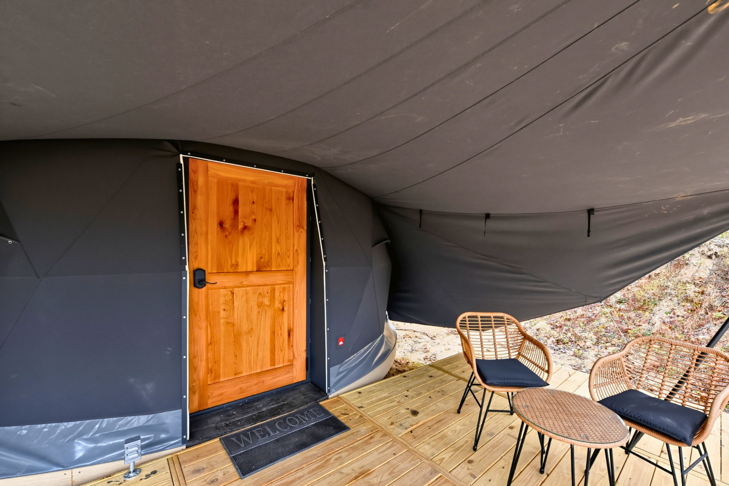 Step inside your dome and unwind in the outdoor seating area just outside the entrance.